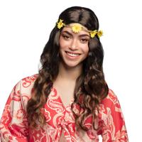Boland party dames pruik - Flower Power Sixties - lang zwart/bruin haar - carnaval