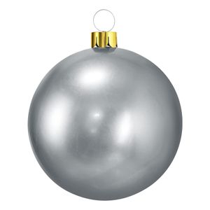 Mega grote decoratie kerstbal - 45 cm - zilver - opblaasbaar