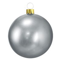 Mega grote decoratie kerstbal - 45 cm - zilver - opblaasbaar - thumbnail