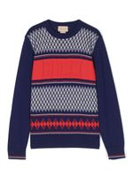 Gucci Kids pull en maille intarsia à logo - Bleu - thumbnail