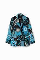 Jacquard blazer met patch - BLUE - XS