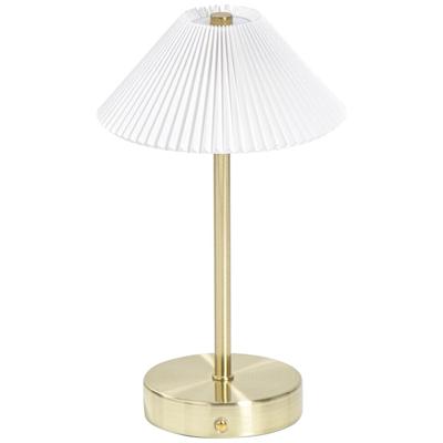 Leen Bakker - Tafellamp Delia Goudkleur USB LED - 27x16x16 Cm - Metaal/PVC - Goudkleurig#Wit