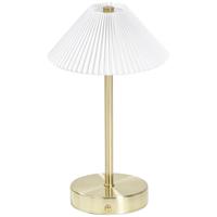 Leen Bakker - Tafellamp Delia Goudkleur USB LED - 27x16x16 Cm - Metaal/PVC - Goudkleurig#Wit