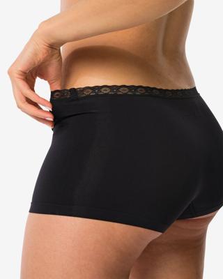 HEMA Damesboxer naadloos micro met kant zwart (zwart)