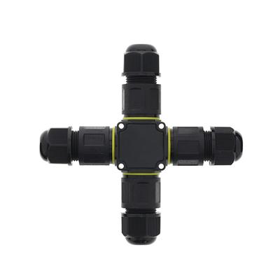 Kabelverbinder-X 3 polig IP68 waterdicht zwart 8-10mm kabel