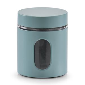 Zeller keuken Voorraadpot - met venster - eucalyptus groen - 600 ml - D10 x H12,5 cm