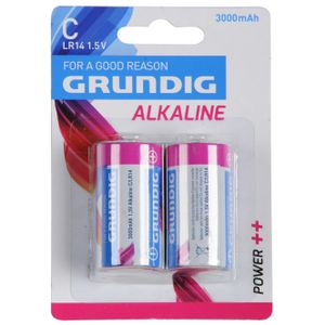 2x Grundig Alkaline batterijen LR14 C 1,5 V