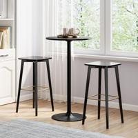 Ronde Bistrotafel 101,5 cm Bartafel Omvormbaar tot 56 cm Salontafel Hoge Pubtafel Metalen Onderstel voor Bar Eetkamer Restaurant