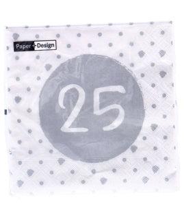 Servetten 25th Birthday 33x33 cm