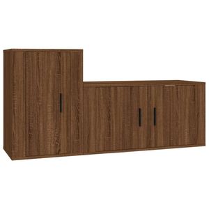 The Living Store Klassieke Televisiekastenset - TV Meubel - Bruineiken - 80x34.5x40cm - 40x34.5x60cm