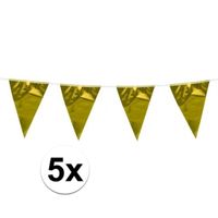 5x stuks Glimmende vlaggenlijn goud 10 meter - thumbnail
