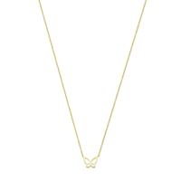 14k Geelgouden Collier met Vlinder Hanger - Verstelbaar 40-44 cm