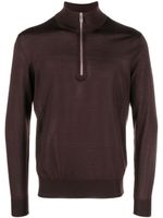 Zegna pull en laine à fermeture zippé - Marron