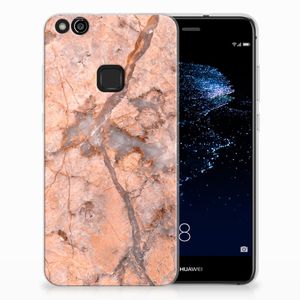 Huawei P10 Lite TPU Siliconen Hoesje Marmer Oranje