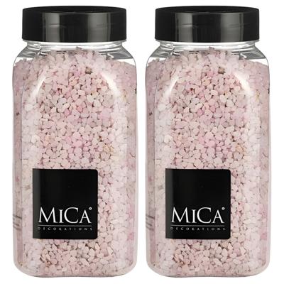 Mica Decorations decoratie stenen/granulaat - 2x - 650ml - roze - hobby steentjes
