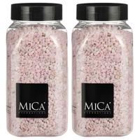 Mica Decorations decoratie stenen/granulaat - 2x - 650ml - roze - hobby steentjes