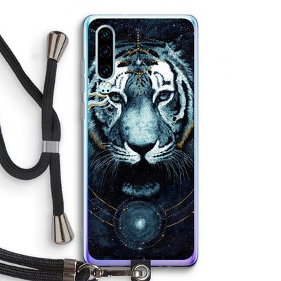 Darkness Tiger: Huawei P30 Transparant Hoesje met koord