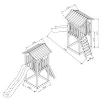AXI Beach Tower Speeltoestel van hout in Bruin Speeltoren met zandbak en blauwe glijbaan - thumbnail