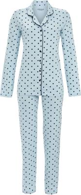 Katoenen doorknooppyjama ijsblauw