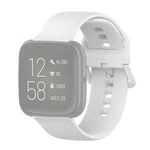 Fitbit Versa 1 / 2 & Lite siliconen sportbandje met gespsluiting - Wit - Maat: Large