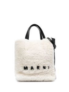 Marni sac cabas Museo en peau lainée - Blanc