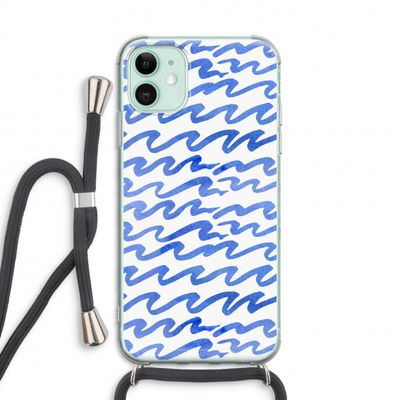 Blauwe golven: iPhone 11 Transparant Hoesje met koord