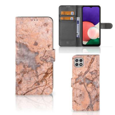 Samsung Galaxy A22 5G | Bookcase | Marmer Oranje | Portemonnee hoesje