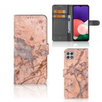 Samsung Galaxy A22 5G | Bookcase | Marmer Oranje | Portemonnee hoesje