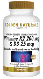 Golden Naturals Vitamine K2 200mcg & D3 25mcg Capsules
