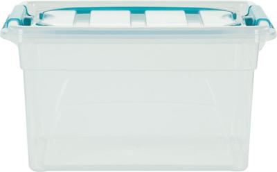 Whitefurze Carry Box opbergdoos 7 liter, transparant met blauwe handvaten