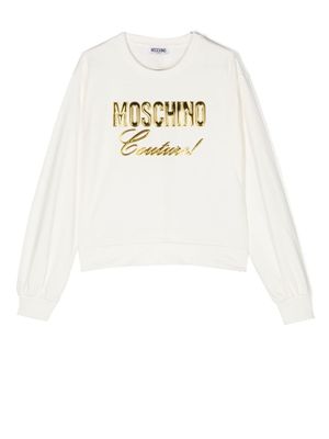 Moschino Kids t-shirt à logo en relief - Tons neutres