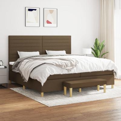 Boxspring met matras stof donkerbruin 200x200 cm