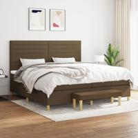 Boxspring met matras stof donkerbruin 200x200 cm