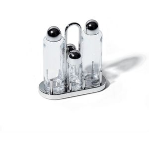 Alessi 5070 olie- en azijnstel Blik Glas, Roestvrijstaal Roestvrijstaal, Transparant