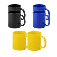 Koffie mokken/drinkbekers Auxerre - 6x - keramiek - geel/zwart/blauw - 370 ml