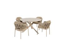 Calma diningset met Prado tafel latte keramiek rond dia. 130 cm Taste - Taste