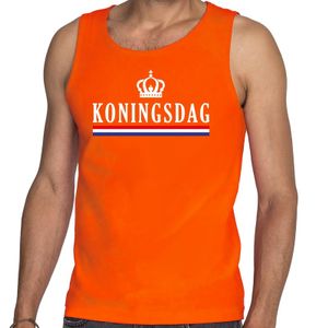 Oranje Koningsdag met vlag tanktop / mouwloos shirt voor he