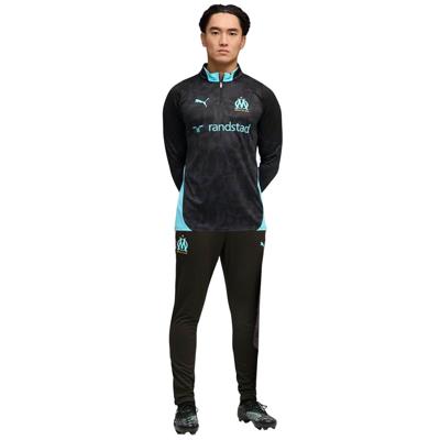 PUMA Olympique Marseille Trainingspak 1/4-Zip 2025-2026 Zwart Lichtblauw PUMA Olympique Marseille Trainingspak 1/4-Zip 2025-2026 Zwart Lichtblauw