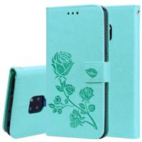 Rose reliëf horizontaal flip PU lederen draagtas voor Huawei Mate 20, met houder & kaartsleuven & portemonnee (groen)