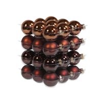 36x stuks glazen kerstballen mahonie bruin 4 cm mat/glans   -