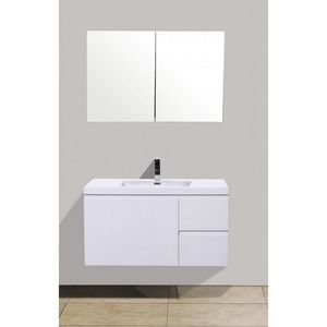 Badkamermeubelset Sanimar Sevilla 100 cm Inclusief Spiegelkast Wit Sanimar