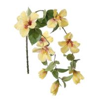 Louis Maes kunstbloemen - Hibiscus - geel - hangende tak vanA 165 cm - Hawaii/zomer thema - Kunstbloemen - thumbnail