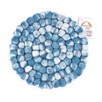 Ronde Vilten Onderzetter Tie Dye Turquoise-Wit (18 cm)