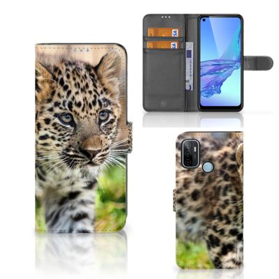 OPPO A53 | OPPO A53s | Telefoonhoesje | Met pasjeshouder | Baby Luipaard