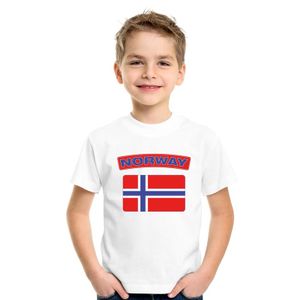 T-shirt met Noorse vlag wit kinderen