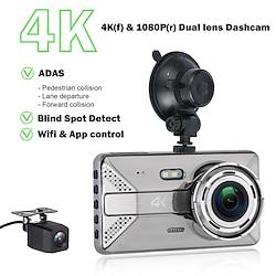 X20 MAX 2160p Nieuw ontwerp / HD / met achteruitrijcamera Auto DVR 150 graden Wijde hoek 4 inch(es) IPS Dash Cam met WIFI / Nacht Zicht / G-Sensor 4 infrarood LED's Autorecorder Lightinthebox