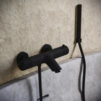 Badkraan SaniClear Nero Stripes | Opbouw | Mengkraan | Incl. Handdouche set | 2-weg | Zwart Mat