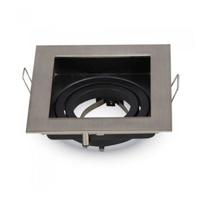 Durham LED Inbouwspot - Kantelbaar armatuur - 10x10 cm - GU10 Fitting incl. lamphouder - Vierkant - IP20 - RVS