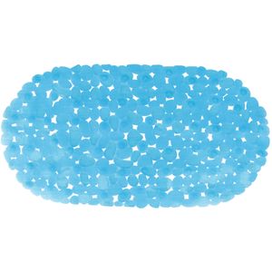 Douche/bad anti-slip mat badkamer - pvc - blauw - 35 x 68 cm - ovaal