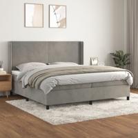 Boxspring met matras fluweel lichtgrijs 200x200 cm